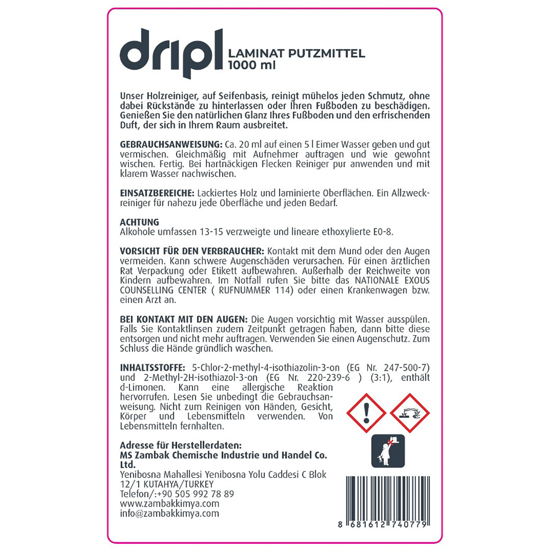 Dripl laminate cleaning agent 1000ml