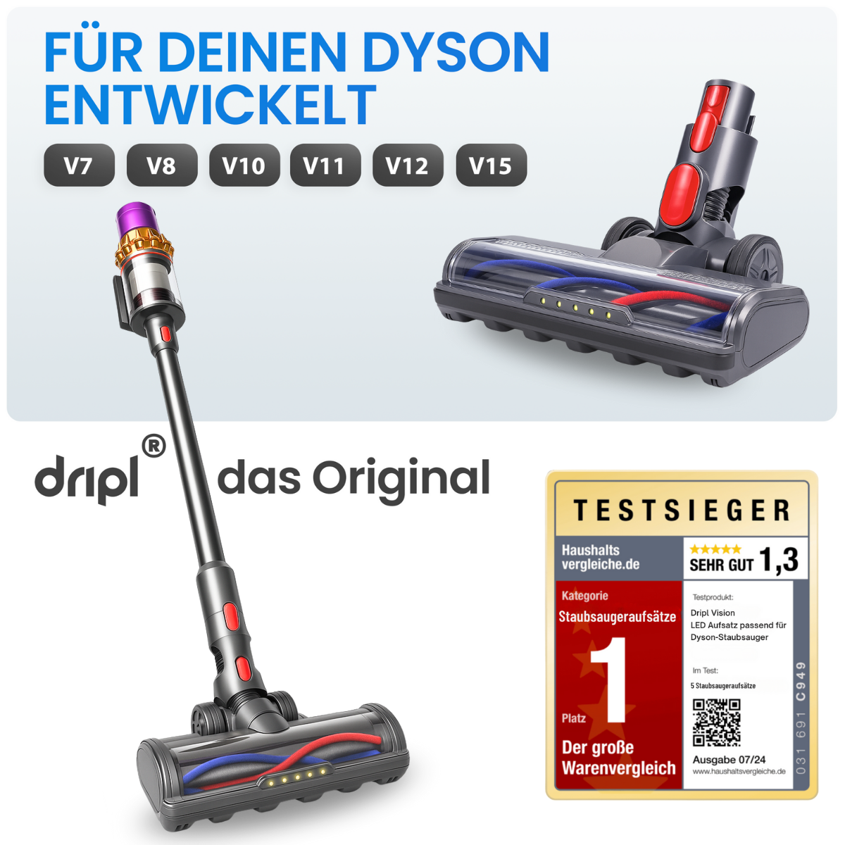 Dripl Vision LED attachment suitable for Dyson